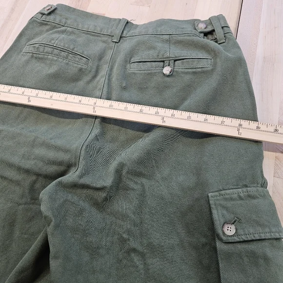 J.Crew Oarsman Military Camp Pant Cargo Pocket Twill Sz 28 Buckle Sides Olive - Picture 8 of 11